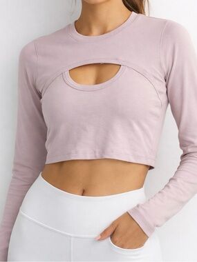 Lululemon Better Best Pink Cut-Out Long Sleeve Crop Top 6 Balletcore Clean Girl